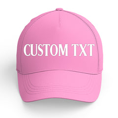 Custom Pink Print Logo Text Adjustable Snapback Cotton Twill Hat