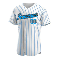 Custom Blue Pinstripe Baseball Jersey Authentic Button Down Vintage White Shirt