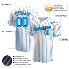 Custom Blue Pinstripe Baseball Jersey Authentic Button Down Vintage White Shirt