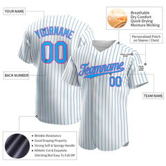 Custom Blue Pinstripe Baseball Jersey Stitched Authentic Button Down Vintage Shirt