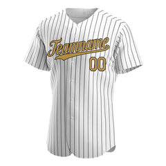 Custom Gold Pinstripe Baseball Jersey Stitched Authentic Button Down Vintage Shirt