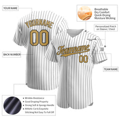 Custom Gold Pinstripe Baseball Jersey Stitched Authentic Button Down Vintage Shirt