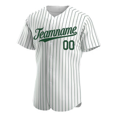 Custom Green Pinstripe Baseball Jersey Stitched Authentic Button Down Vintage Shirt