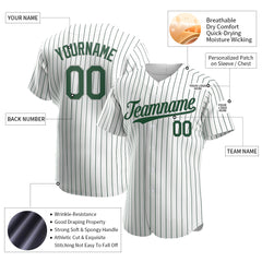 Custom Green Pinstripe Baseball Jersey Stitched Authentic Button Down Vintage Shirt