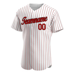 Custom Red Pinstripe Baseball Jersey Authentic Button Down Vintage White Shirt