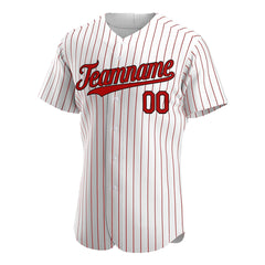 Custom Red Pinstripe Baseball Jersey Stitched Authentic Button Down Vintage Shirt