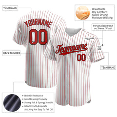 Custom Red Pinstripe Baseball Jersey Stitched Authentic Button Down Vintage Shirt