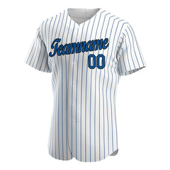 Custom Royal Pinstripe Baseball Jersey Authentic Button Down Vintage White Shirt