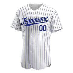 Custom Royal Pinstripe Baseball Jersey Stitched Authentic Button Down Vintage Shirt