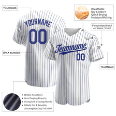 Custom Royal Pinstripe Baseball Jersey Stitched Authentic Button Down Vintage Shirt