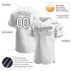 Custom Pinstripe Baseball Jersey Authentic Button Down Vintage White Shirt