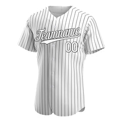 Custom White Pinstripe Baseball Jersey Stitched Authentic Button Down Vintage Shirt