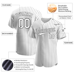 Custom White Pinstripe Baseball Jersey Stitched Authentic Button Down Vintage Shirt