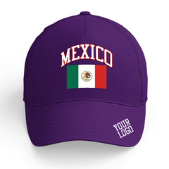 Custom Purple Baseball Cap Mexico Flag Adjustable Hat