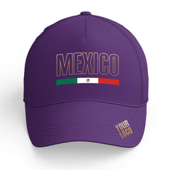 Custom Purple Baseball Cap Mexican Flag Adjustable Hat for Men and Women