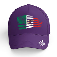 Custom Purple Baseball Cap Mexican Flag Adjustable Hat for Men and Women