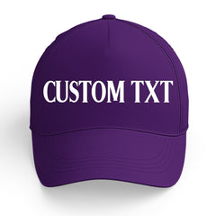 Custom Purple Print Logo Text Adjustable Snapback Cotton Twill Hat