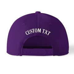 Custom Purple Print Logo Text Adjustable Snapback Cotton Twill Hat