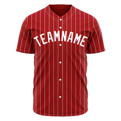 Custom Pinstripe Red Full Button Down Mesh Fans Special Edition Authentic Baseball Jersey