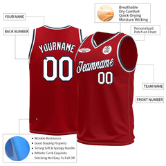 Custom Red Basketball Jersey Mesh Sports Performance Team Uniform