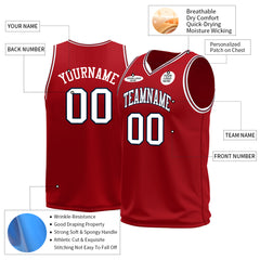 Custom Red Basketball Jersey Mesh Sports Athletic Performance Shirts