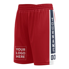 Custom Red Mesh Sports Basketball Shorts with Side Pockets