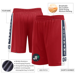 Custom Red Mesh Sports Basketball Shorts with Side Pockets