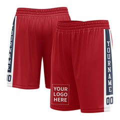 Custom Red Mesh Sports Basketball Shorts with Side Pockets