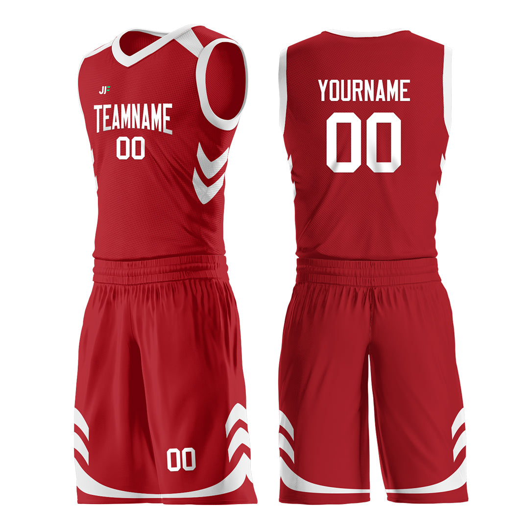 Custom Red Basketball Uniform For Adult Youth Fans Mesh Jersey