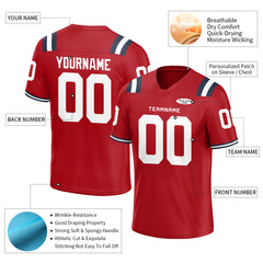 Custom Red Football Jersey Athletic Shirt For Adult Youth Unisex