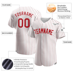 Custom Red Pinstripe Full Button Down Mesh Fans Special Edition Authentic Baseball Jersey