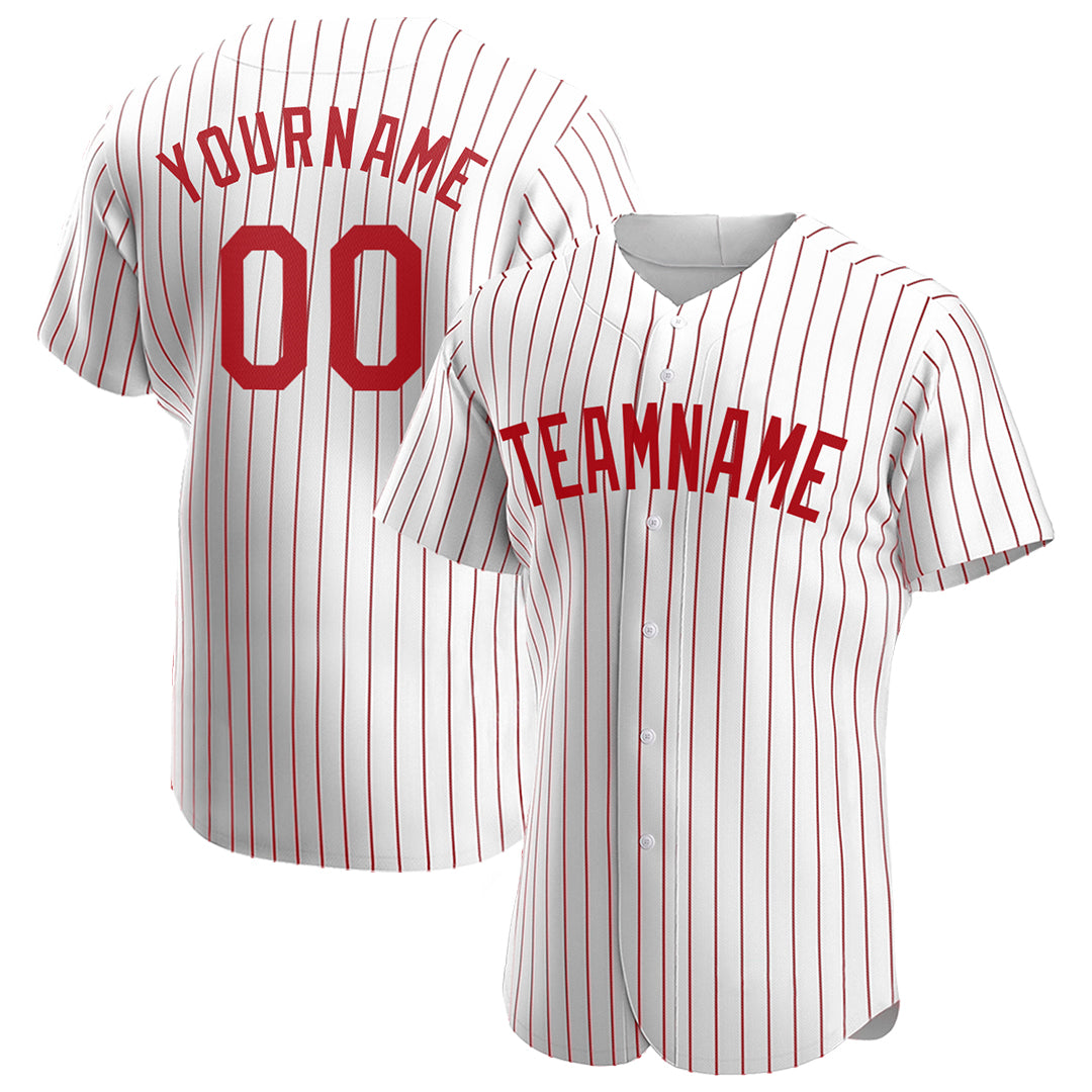 Custom Red Pinstripe Full Button Down Mesh Fans Special Edition Authentic Baseball Jersey