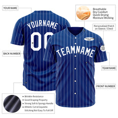 Custom Pinstripe Royal Full Button Down Mesh Fans Special Edition Authentic Baseball Jersey