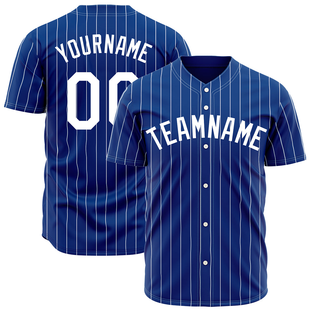 Custom Pinstripe Royal Full Button Down Mesh Fans Special Edition Authentic Baseball Jersey