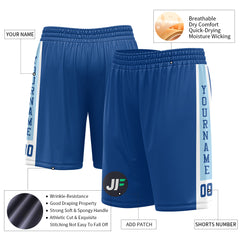 Custom Royal Mesh Sports Basketball Shorts with Side Pockets