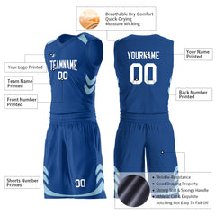 Custom Royal Basketball Uniform For Adult Youth Fans Mesh Jersey