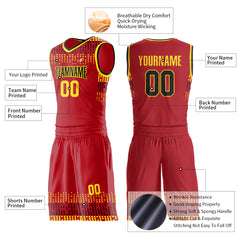 Custom Red Basketball Uniform Print Athletic V Neck Mesh Jersey Design Your Own