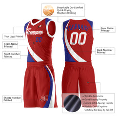 Custom Red Basketball Uniform Print Athletic V Neck Mesh Jersey