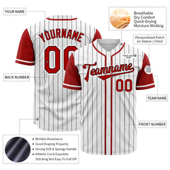 Custom Red Pinstripe Two Tone Authentic Vintage Baseball Jersey