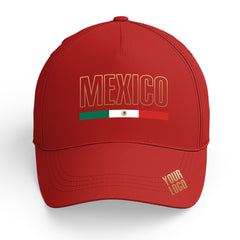 Custom Red Baseball Cap Mexican Flag Adjustable Hat for Men and Women