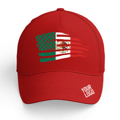 Custom Red Baseball Cap Mexican Flag Adjustable Hat for Men and Women