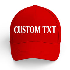 Custom Red Print Logo Text Adjustable Snapback Cotton Twill Hat