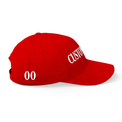 Custom Red Print Logo Text Adjustable Snapback Cotton Twill Hat