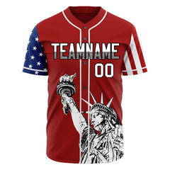 Custom Red National USA Flag Two Tone Authentic Vintage Baseball Jersey