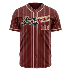 Custom Red National Flag Pinstripe Fans Special Edition Authentic Vintage Baseball Jersey