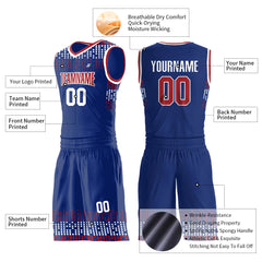 Custom Royal Basketball Uniform Print Athletic V Neck Mesh Jersey Design Your Own