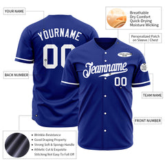 Custom Royal Baseball Jersey Stitched Authentic Button Down Vintage Shirt