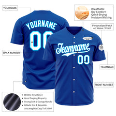 Custom Royal Baseball Jersey Authentic Hip Hop Button Down Vintage Shirt