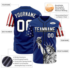 Custom Royal National USA Flag Two Tone Authentic Vintage Baseball Jersey