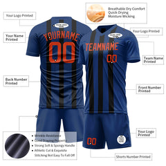 Custom Stripe Royal Split Fashion Soccer Uniform Training Outfit Sportswear Jersey